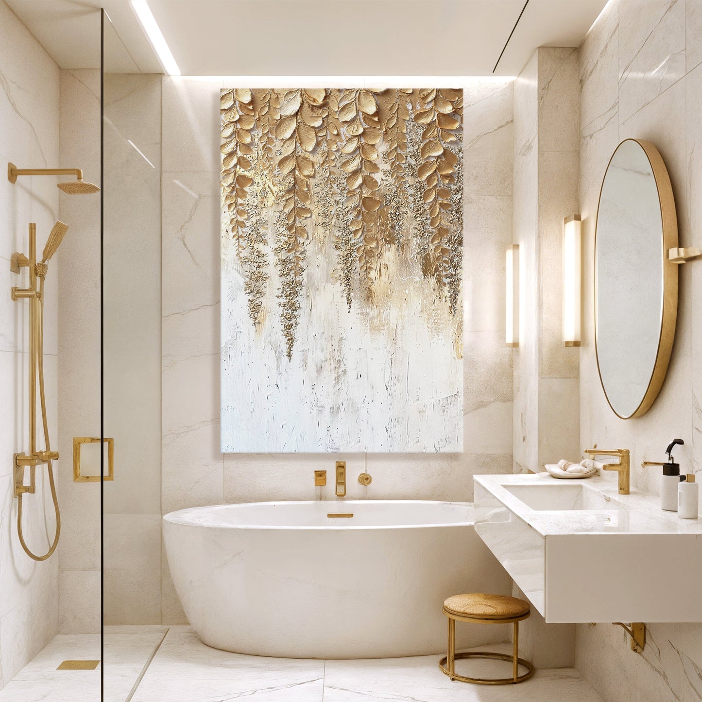 Cascading Gold Wisteria Wall Art