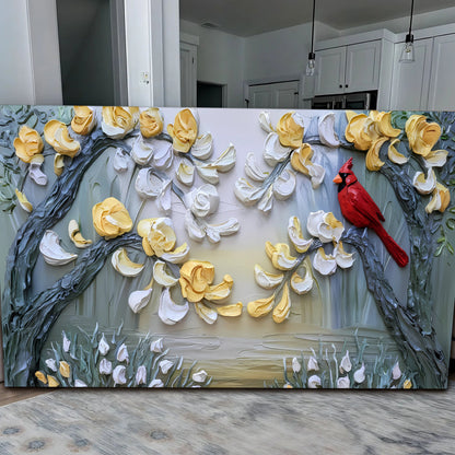 Crimson Wing & Gilded Petal Form Wall Art