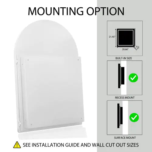 24x36 Inch Vaulted Recessed Metal Frame Bathroom Wall Cabinet With Mirror And Adjustable Shelf Unavailable Platforms- Temu