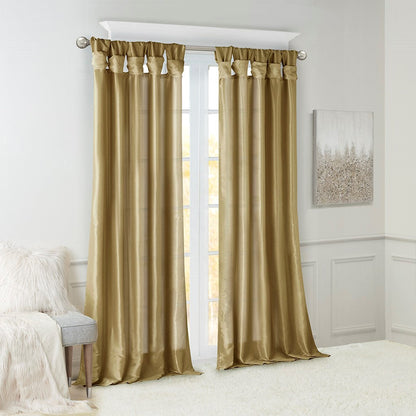 Twist Tab Lined Window Curtain Panel - Bronze