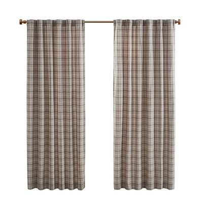 Plaid Rod Pocket and Back Tab Curtain Panel with Fleece Lining
