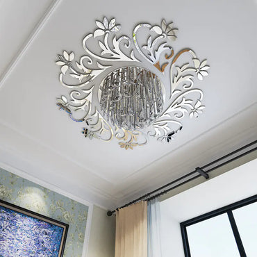 3D Mirror Flower Vine Acrylic Wall Stickers for Decor