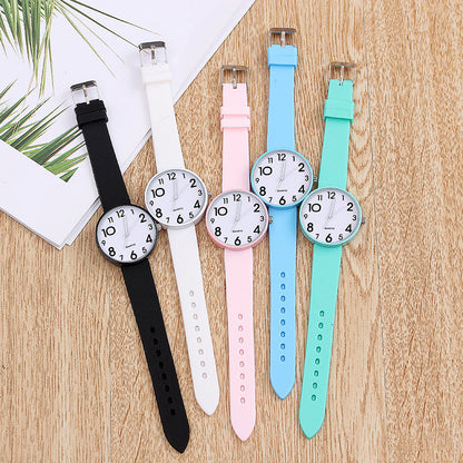 Small Dial Casual Fashion Watch Thin Strap Female Student Silicone Strap Temperament Ladies Watch Fresh Children Clock Casual Quartz Wristwatch With Bezel Case Silicone Band Watch For Women Girls