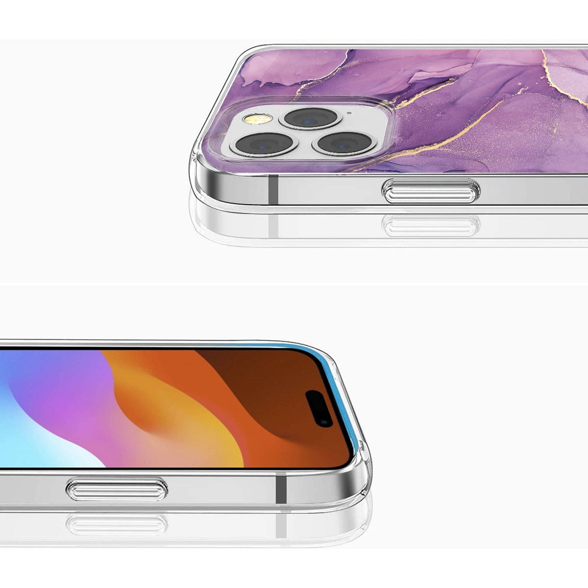 iPhone 15 Pro Purple Marble Case - Stylish Protection | Inspire Series