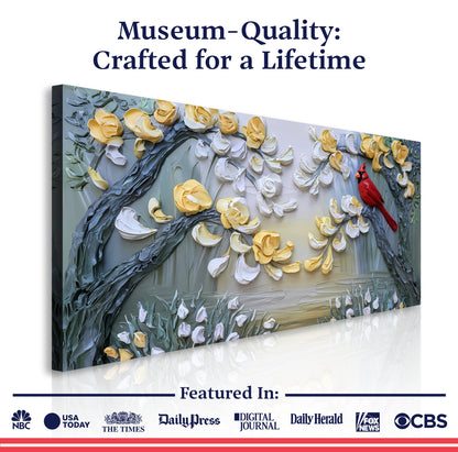 Crimson Wing & Gilded Petal Form Wall Art