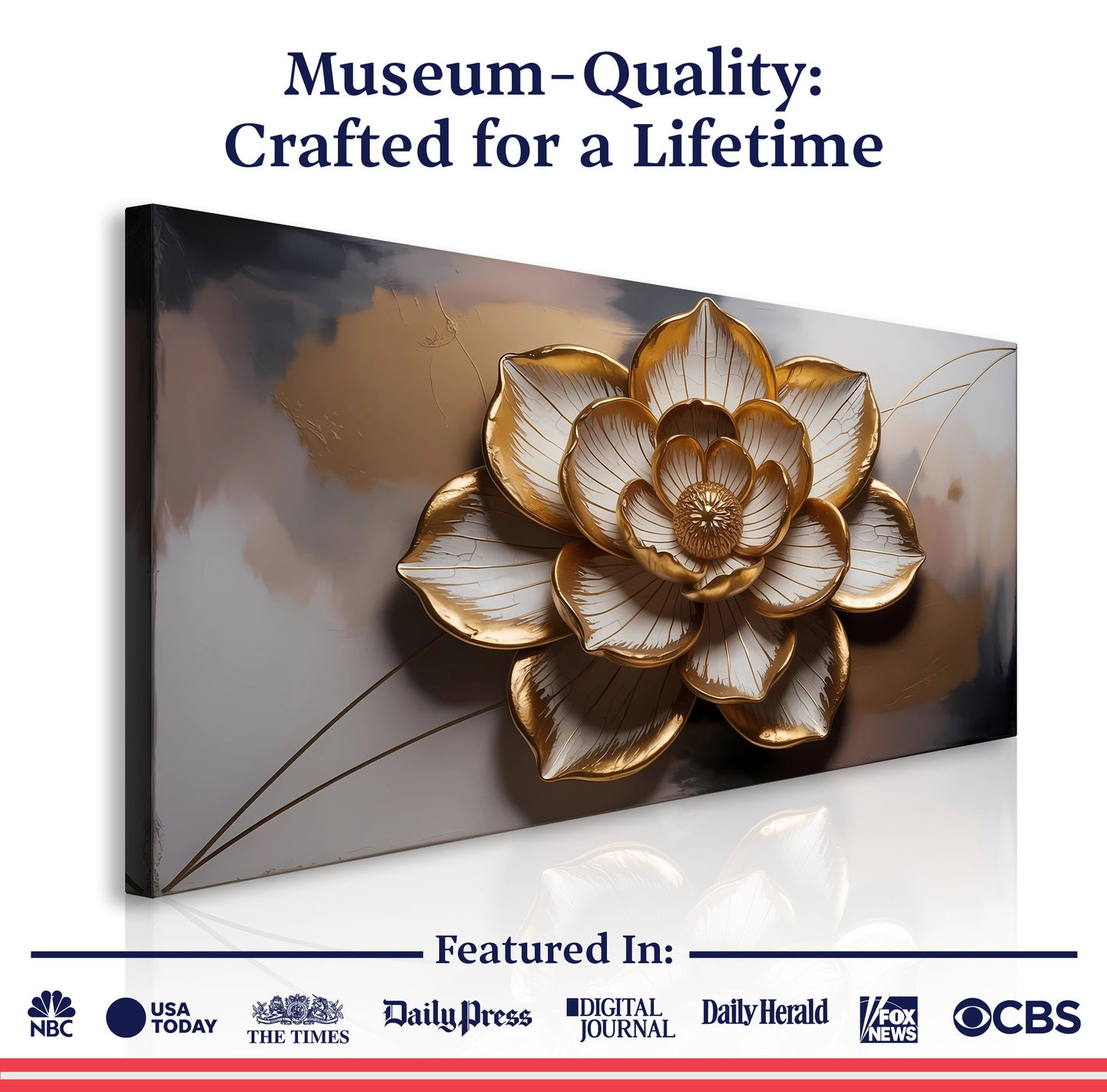 Golden Lotus Linework Wall Art