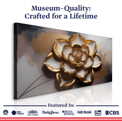 Golden Lotus Linework Wall Art