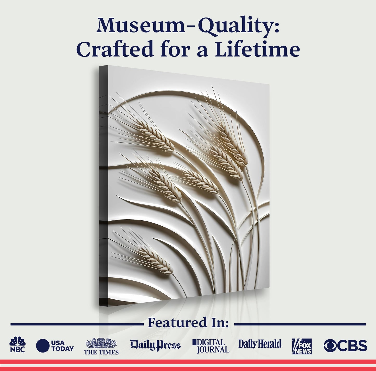 3D Wheat Relief Sculpture Wall Art