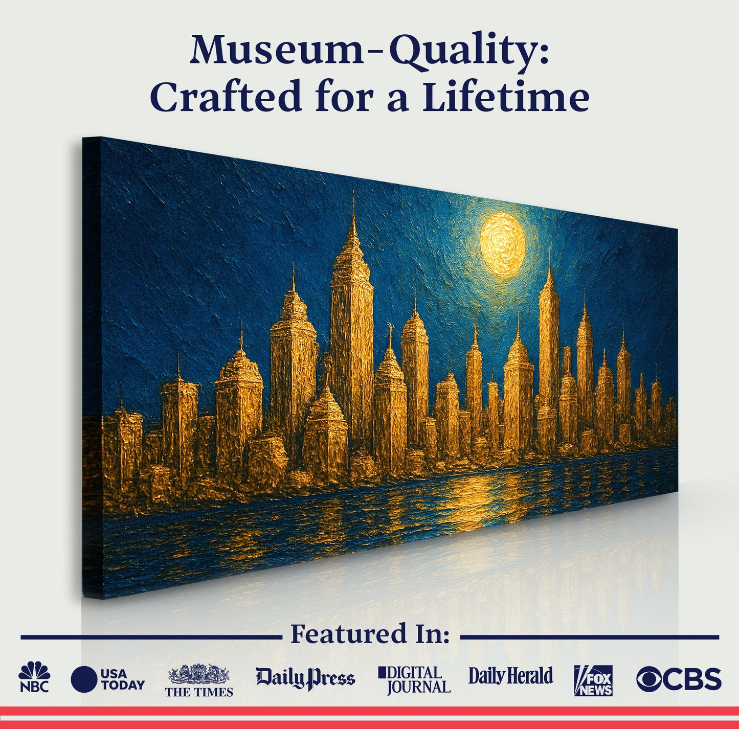 Impasto Golden Skyline Wall Art
