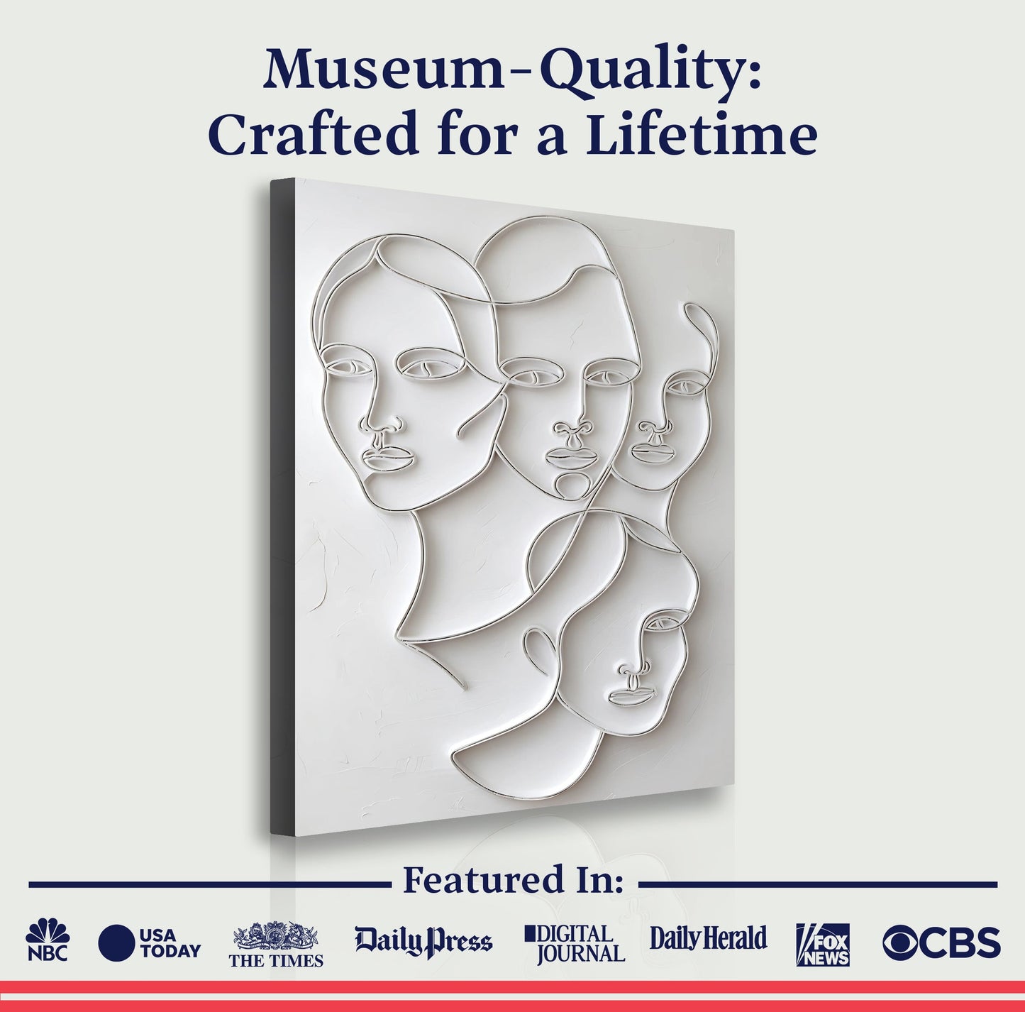 3D Abstract Faces Composition Wall Art