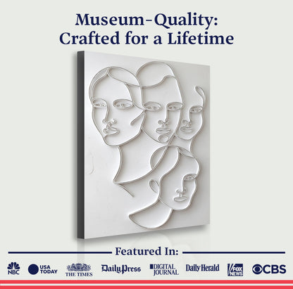 3D Abstract Faces Composition Wall Art