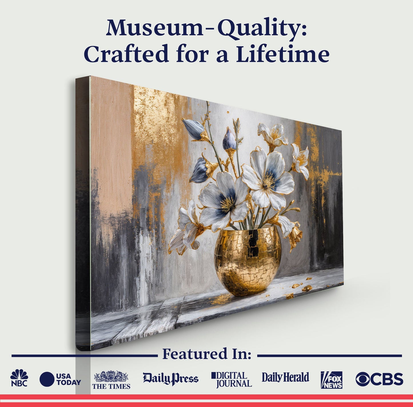 Gilded Magnolia Bloom Abstract Art