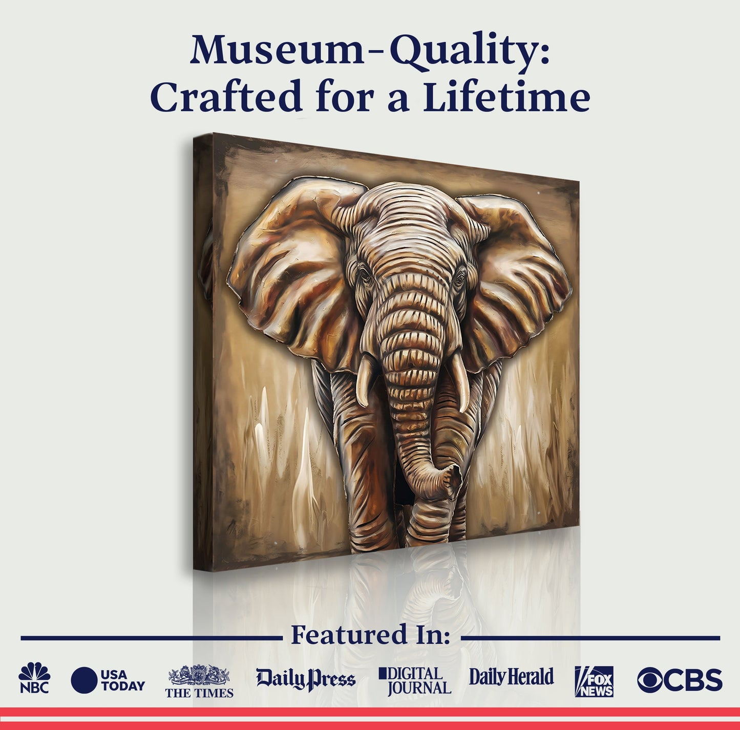 Elephant Silhouette in 3D Wall Art