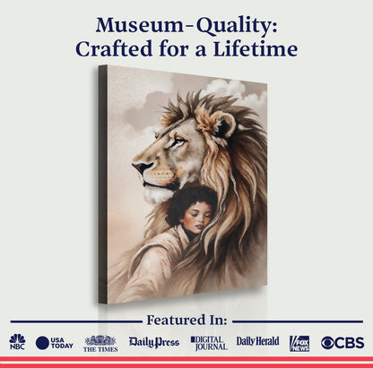 Sacred Strength — Lion & Girl Wall Art