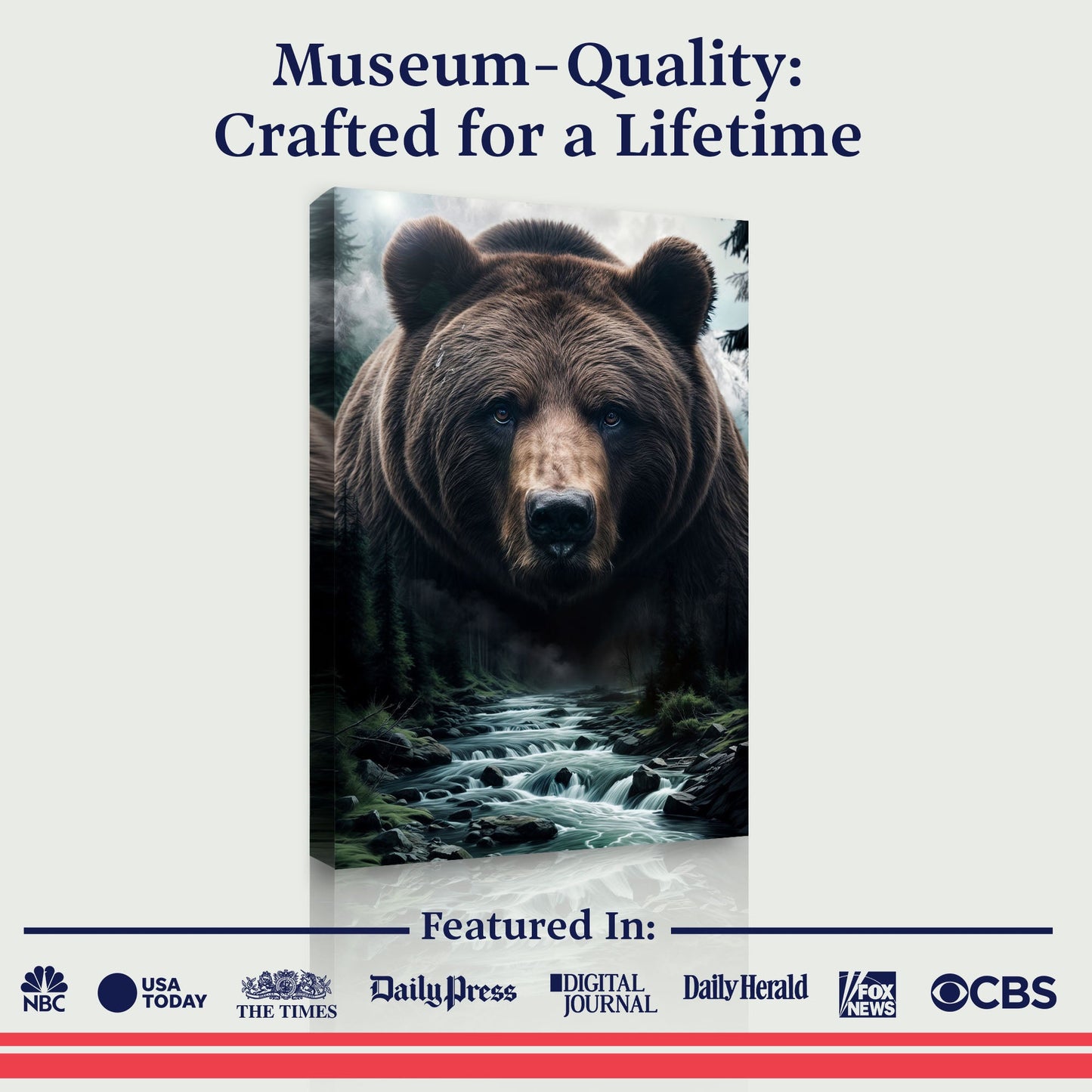 Grizzly Double Exposure Study Wall Art
