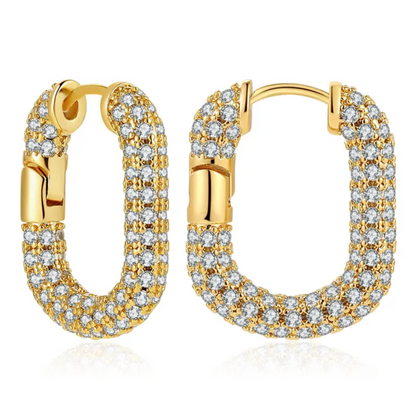 Fashion Diamond Thick Earrings Exquisite Cuban Link Chain Pendant Earrings