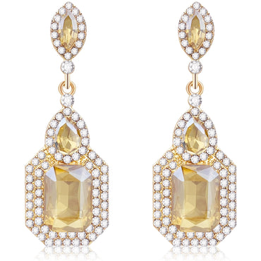 Vintage Rhinestone Statement Earrings Luxury Crystal Chandelier Drop Dangle Earring Costume Chandelier Drop Earrings for Women Wedding (Champagne)