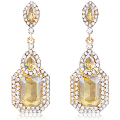 Vintage Rhinestone Statement Earrings Luxury Crystal Chandelier Drop Dangle Earring Costume Chandelier Drop Earrings for Women Wedding (Champagne)