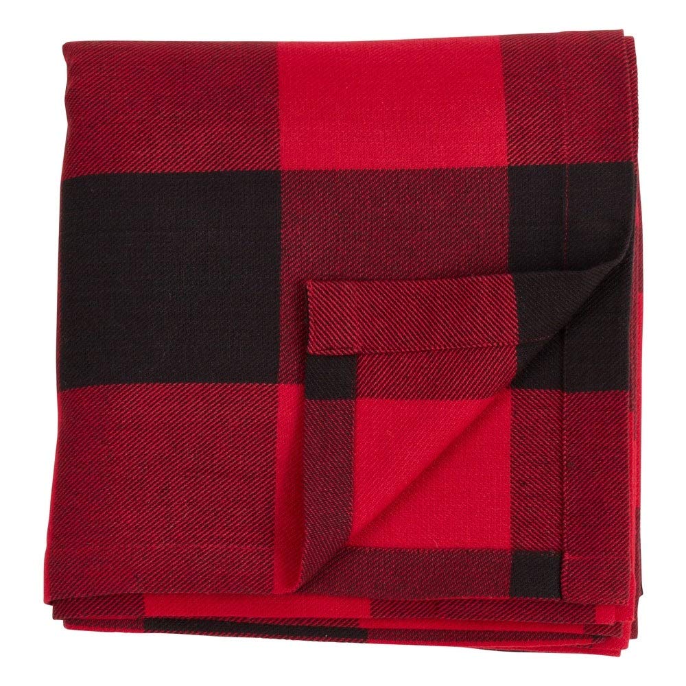 Buffalo Plaid Home Décor 100% Pure Cotton Rod Pocket Window Curtain Single 1 Panel for Bedroom, Living Room, Patio Door Backing Sliding Glass Door Drape, 54 Inches W x 108 Inches L, Red-Black