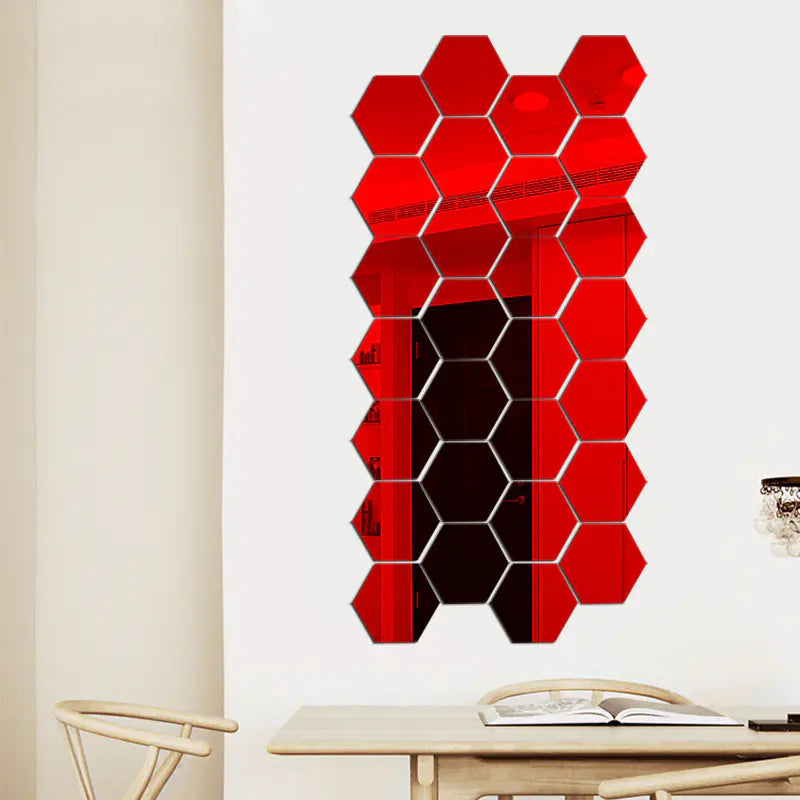 Hexagonal Mirror Wall Stickers 3D Reflective (Each Piece)