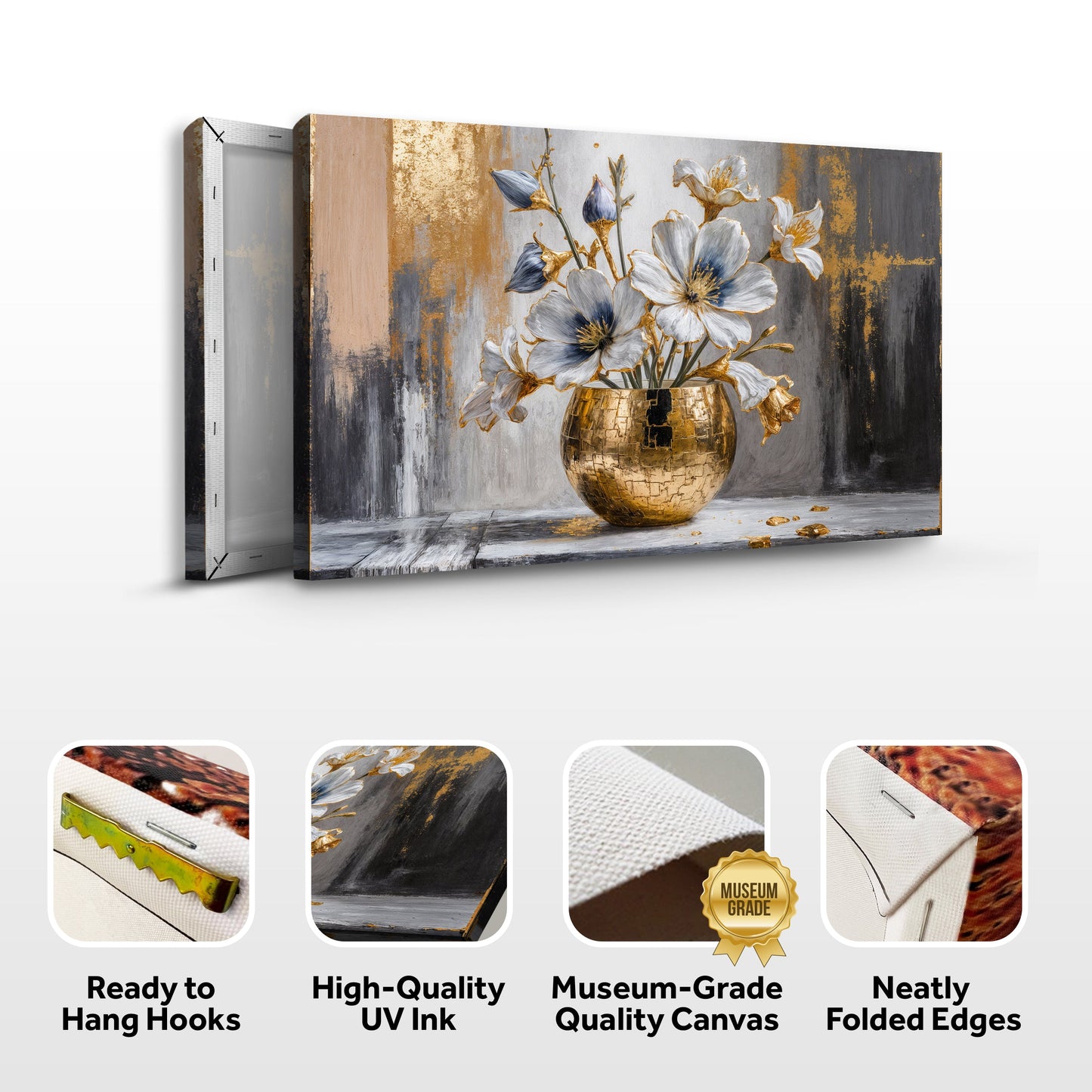 Gilded Magnolia Bloom Abstract Art