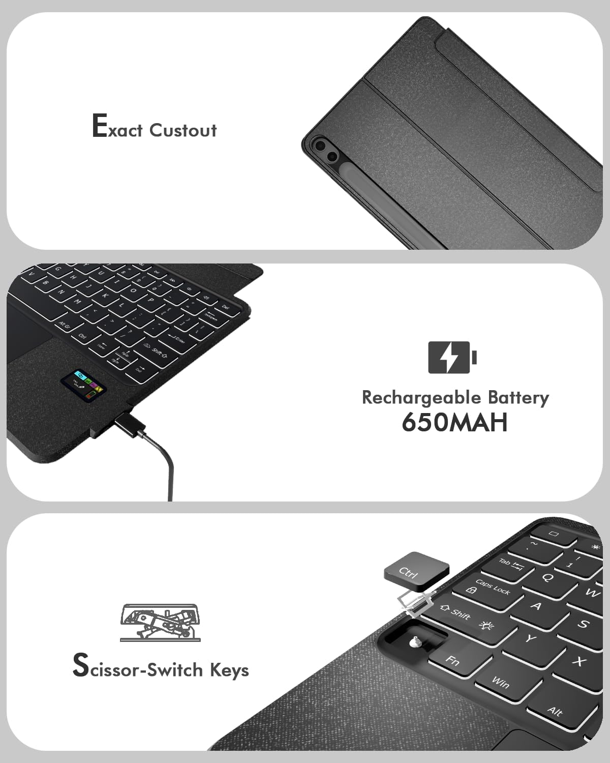Samsung Galaxy Tab S11 Keyboard Case - Slim Backlit with Trackpad | ProTouch Navigate Series