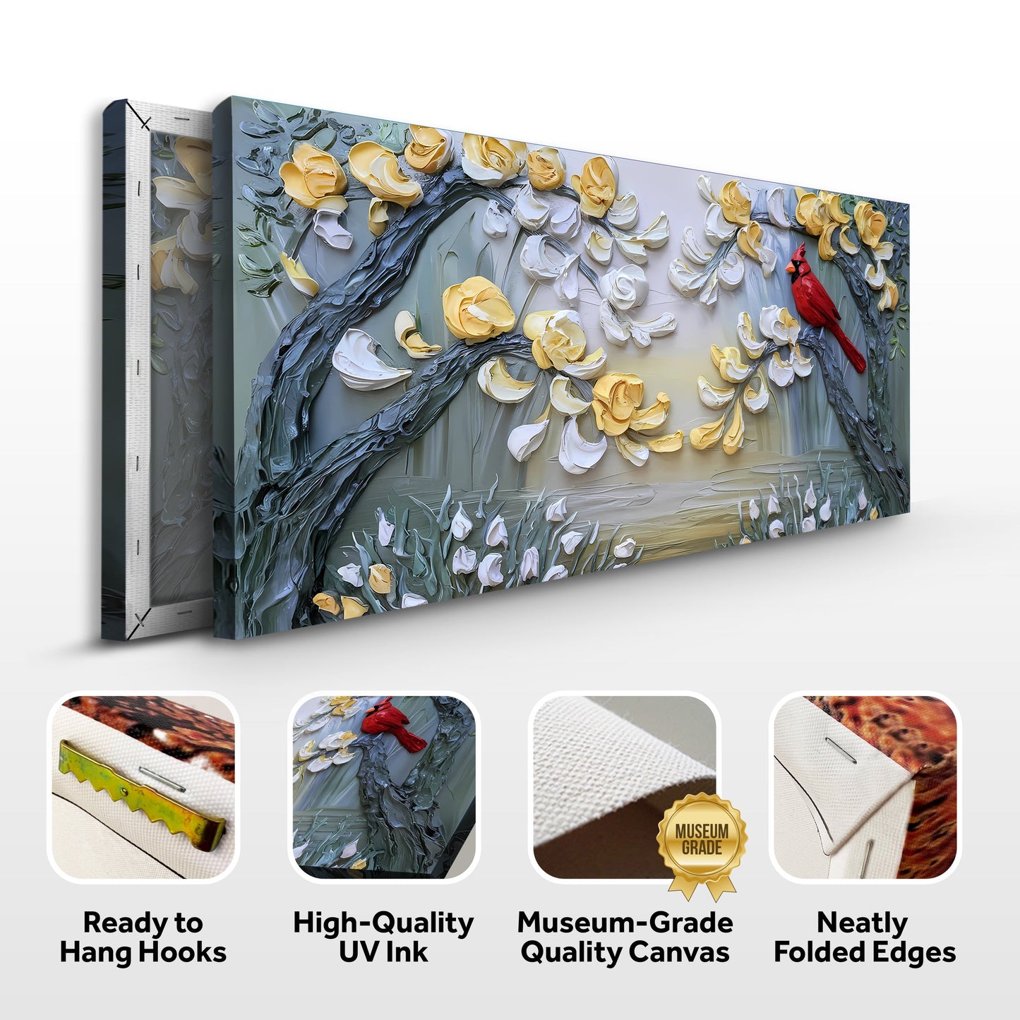 Crimson Wing & Gilded Petal Form Wall Art