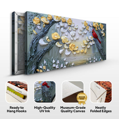 Crimson Wing & Gilded Petal Form Wall Art