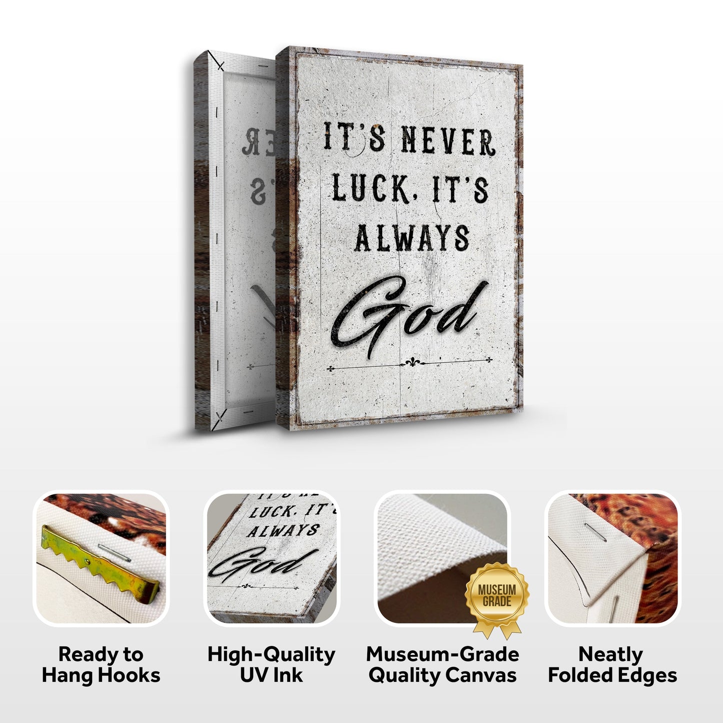 Never Luck, Always God — Faith Wall Sign