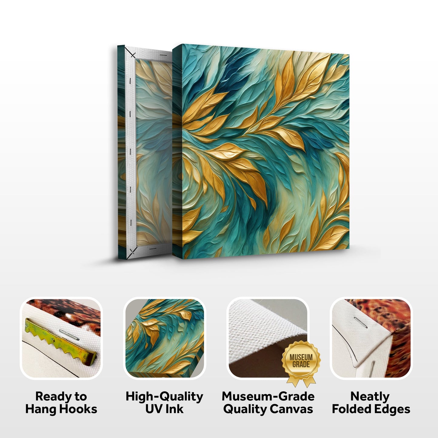 Frosted Gold and Blue Composition Wall Art