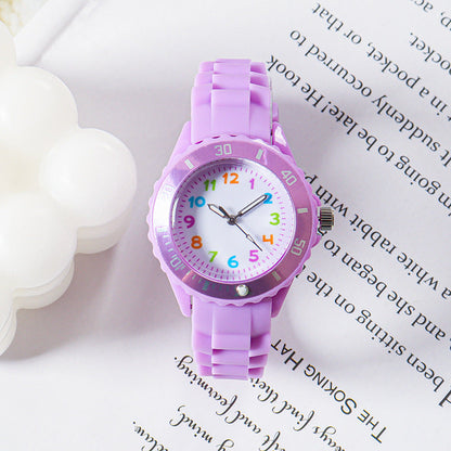Simple Casual Kids Watches 5bar Waterproof Quartz Wristwatches Kids Clock Analog Watch Waterproof Time Teaching Boys Girls Watch Soft Band Learning Time Wrist Watch