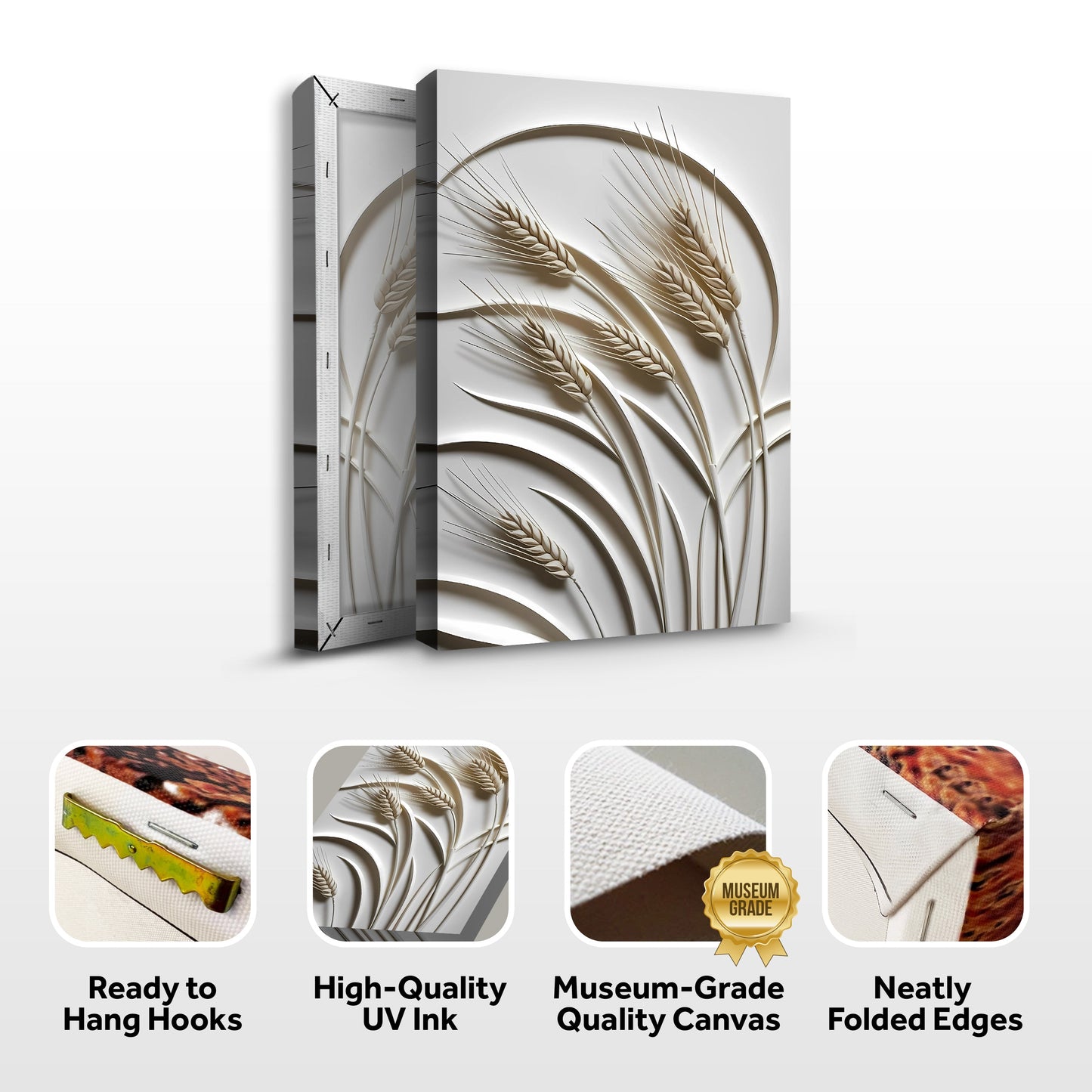 3D Wheat Relief Sculpture Wall Art