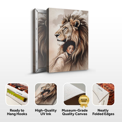 Sacred Strength — Lion & Girl Wall Art