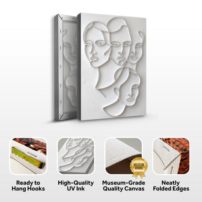3D Abstract Faces Composition Wall Art