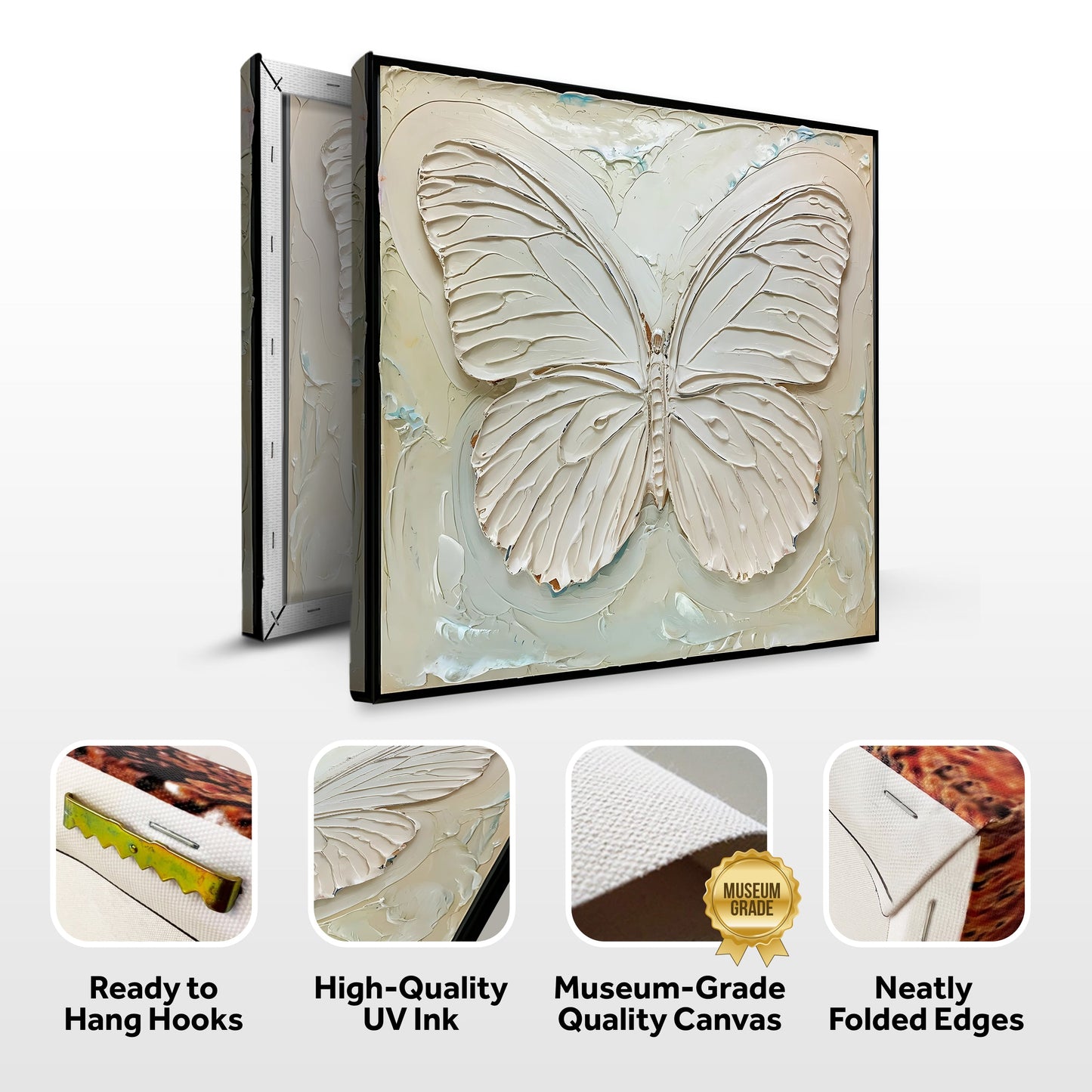 3D White Butterfly Sculpture Panel Wall Art