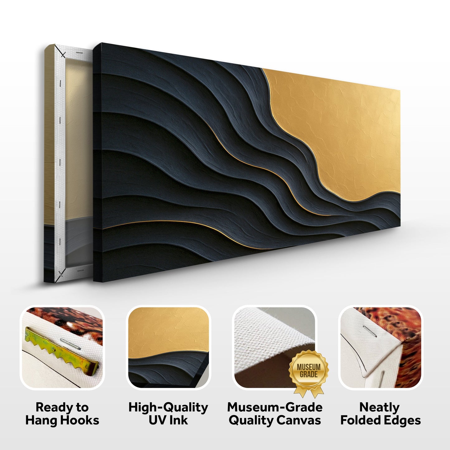 Form No. XII — Black & Gold Wall Art