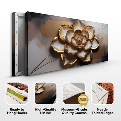 Golden Lotus Linework Wall Art