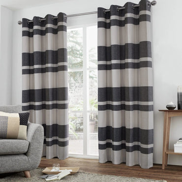 always4u 100% Blackout Plaid Curtains for Bedroom Living Room Woolen Look Black Tartan Grommet Thermal 2 Panels 54 * 84 Black White