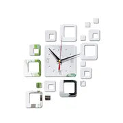DIY 3D Square Wall Clock with Mirror Stickers
