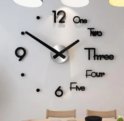 3D Wall Clock DIY Decorative Mirror Clock 50CM