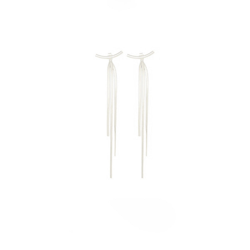 Slim Face Earrings, Bone Chain Drops, Tassel Long Earrings