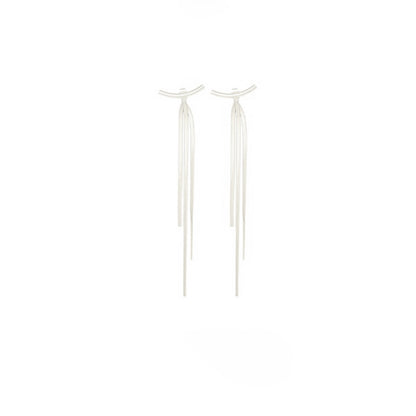 Slim Face Earrings, Bone Chain Drops, Tassel Long Earrings