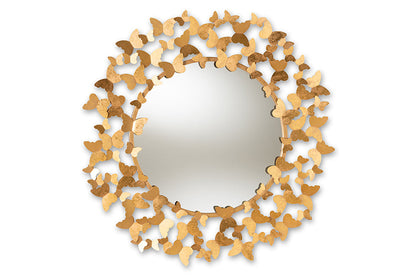 Baxton Studio Soleil Modern and Contemporary Antique Gold Finished Butterfly Accent Wall Mirror