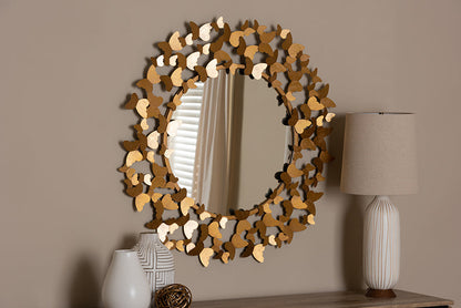 Baxton Studio Soleil Modern and Contemporary Antique Gold Finished Butterfly Accent Wall Mirror