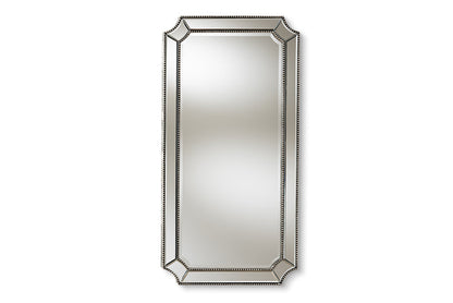 Baxton Studio Romina Art Deco Antique Silver Finished Accent Wall Mirror