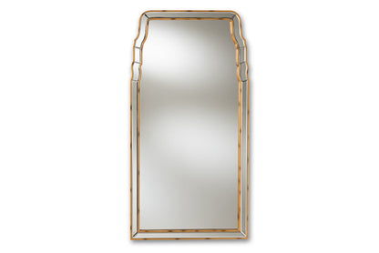 Baxton Studio Alice Modern and Contemporary Queen Anne Style Antique Gold Finished Accent Wall Mirror