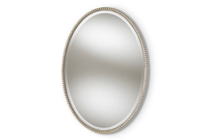 Baxton Studio Graca Modern and Contemporary Antique Silver Finished Oval Accent Wall Mirror