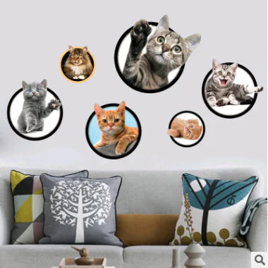 3D Cat Wall Stickers for Kids' Room Decoration