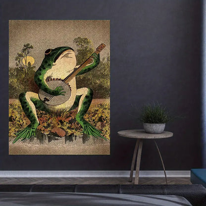 Banjo Frog Canvas Print Wall Art for Living Room Decor