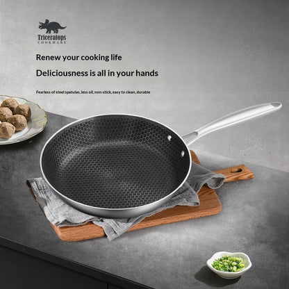 Cross-border 304 Stainless Steel Egg Fryer Stir-Fry Wok Pancake-Specific Non-Stick Pan